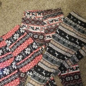 3 pair of Christmas junior size leggings